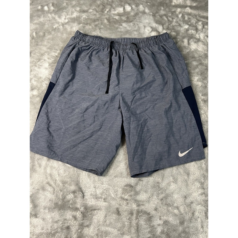 Nike Dri-FIT Men's Gray/Blue Athletic Shorts M 8" Inseam Drawstring